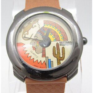 Women Brittania Western Quartz WR Analog 33mm Round Watch (H628) "New Battery"